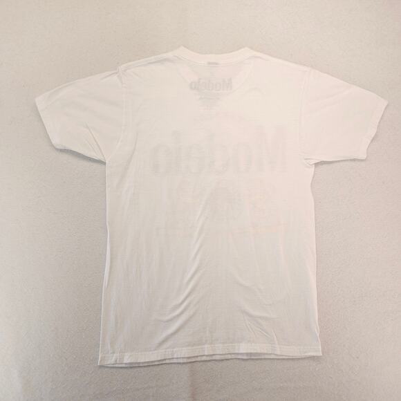 Modelo Short Sleeve Crew Neck Graphic T Shirt Mens Size Medium M White - Picture 9 of 9